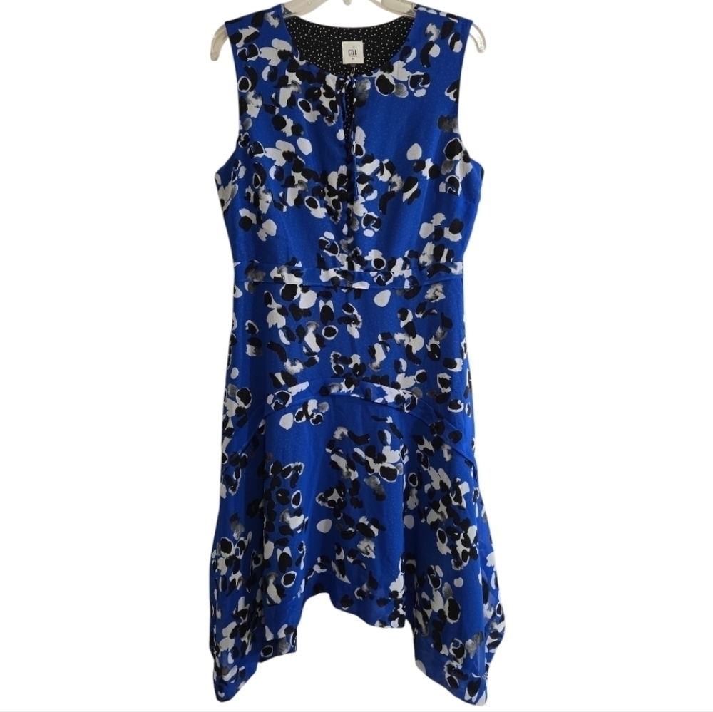 NWOT Cabi Untamed Mini Dress Electric Blue Floral Size Medium #5576 Black White - Picture 5 of 11